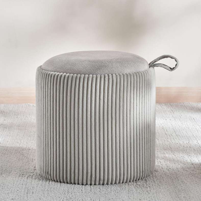 Pan Home Arianna Ribbed Pouf With Storage - Beige - Image 4