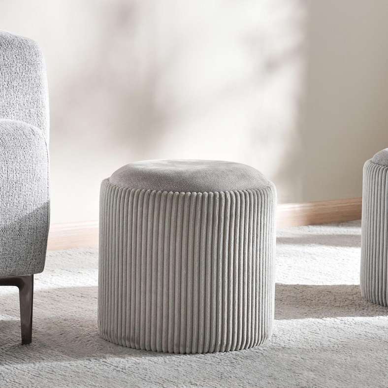 Pan Home Arianna Ribbed Pouf With Storage - Beige - Image 1