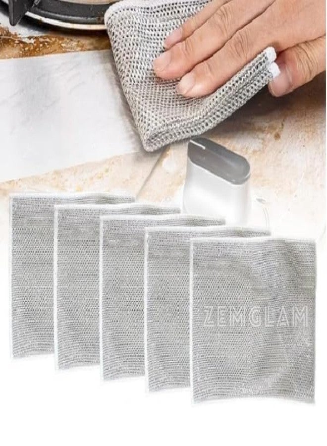 ZemGlam Non-Stick Microfiber Scrubber Pads for Kitchen Dish Wash Cloth, Pack of 5. - Image 5