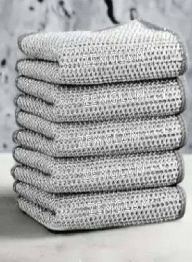 ZemGlam Non-Stick Microfiber Scrubber Pads for Kitchen Dish Wash Cloth, Pack of 5. - Image 1
