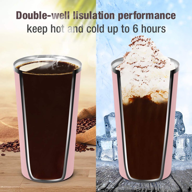 Smilatte 17oz (510ml) Vacuum Insulated Coffee Travel Mug, Leak proof Double Wall Stainless Steel Reusable Cup with Lid, Thermal Tumbler for Hot and Cold Drinks, Matte Texture Pink - Image 4