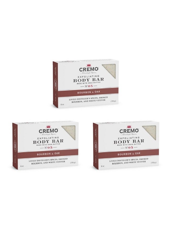 Cremo Bourbon & Oak Exfoliating Body Bars (3-Pack) - A Sophisticated Blend of Distiller’s Spice, Fine Bourbon and White Oak - Image 1