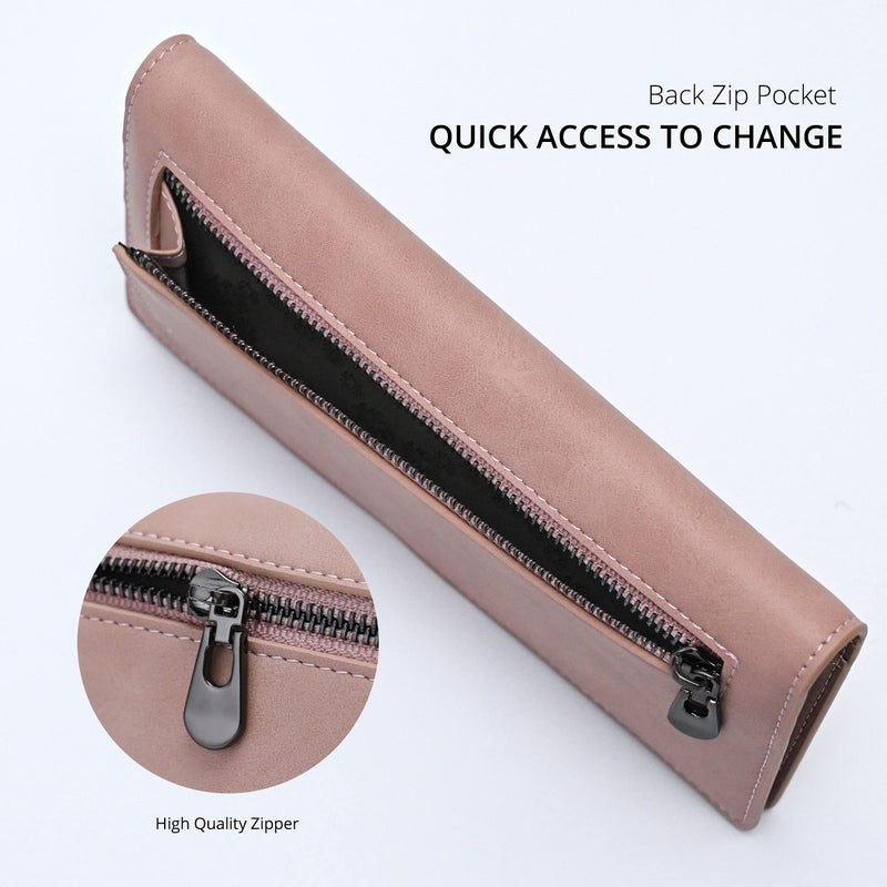 Alldaily Ultra Slim Thin Women Wallet RFID Blocking Credit Card Holder Bifold Long Ladies Billfold (Dark Pink) - Image 4