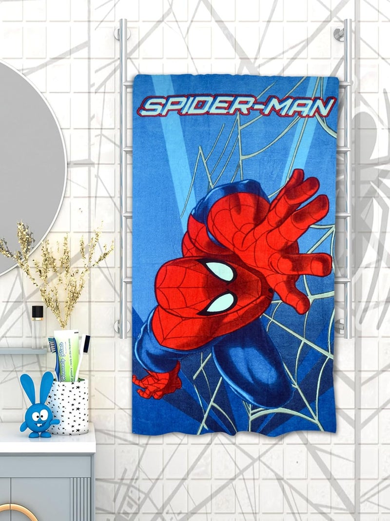 Athom Living Marvel SpiderMan 350 GSM Cotton Bath Towel for Kids Adults Soft Absorbent QuickDrying Blue Color Superhero Themed Towel