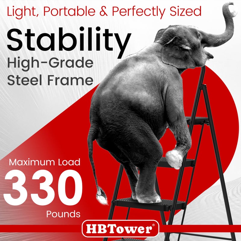 HBTower Step Ladder, Step Stool Foldable for Adults with Wide Anti-Slip Pedal, Lightweight 4 Step Ladders for Home - Image 4