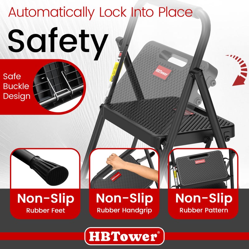 HBTower Step Ladder, Step Stool Foldable for Adults with Wide Anti-Slip Pedal, Lightweight 4 Step Ladders for Home - Image 2