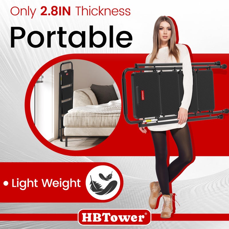 HBTower Step Ladder, Step Stool Foldable for Adults with Wide Anti-Slip Pedal, Lightweight 4 Step Ladders for Home - Image 3