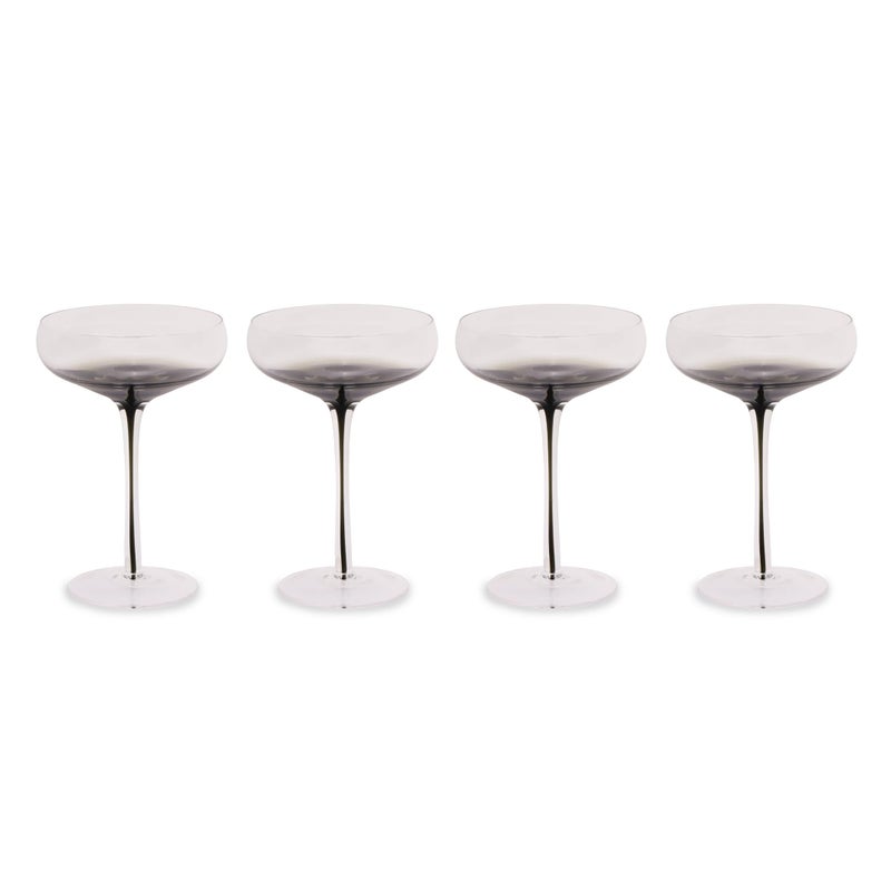 Aroma360 Hotel Collection Smoke Stem Champagne Glasses  Smoky Black Champagne and Coupe Flutes to Elevate Every Special Moment that Calls for Sparkling Wine  4 Glasses Coupe
