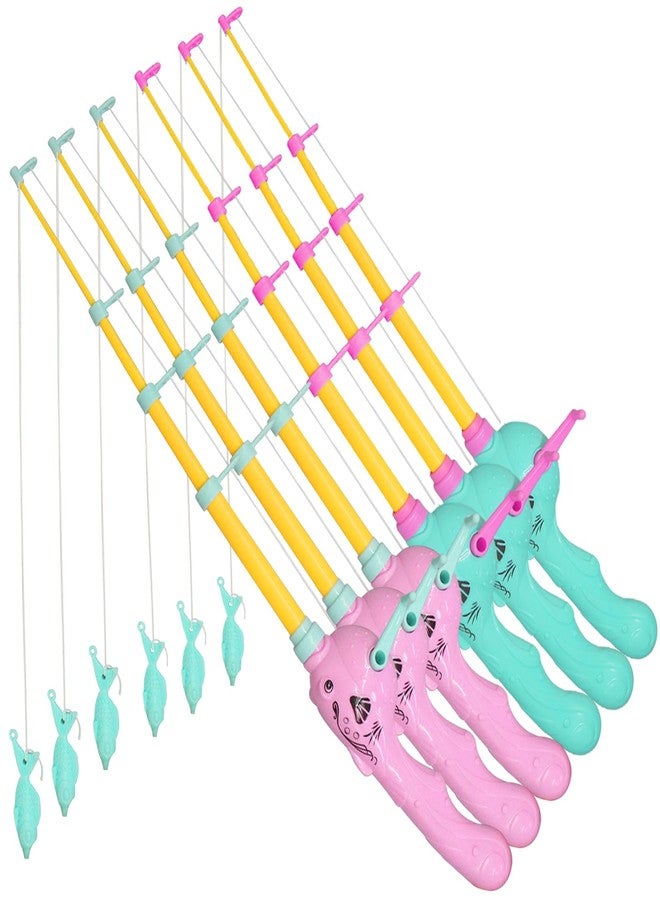 Timisea 6 Pcs Magnetic Fishing Toy Pole,Magnetic Toy Fishing Pole,Bathtime Carnival Toddler Education Fake Fishing Pole,Fishing Pole Pool Toy (3 Green + 3 Pink) - Image 1