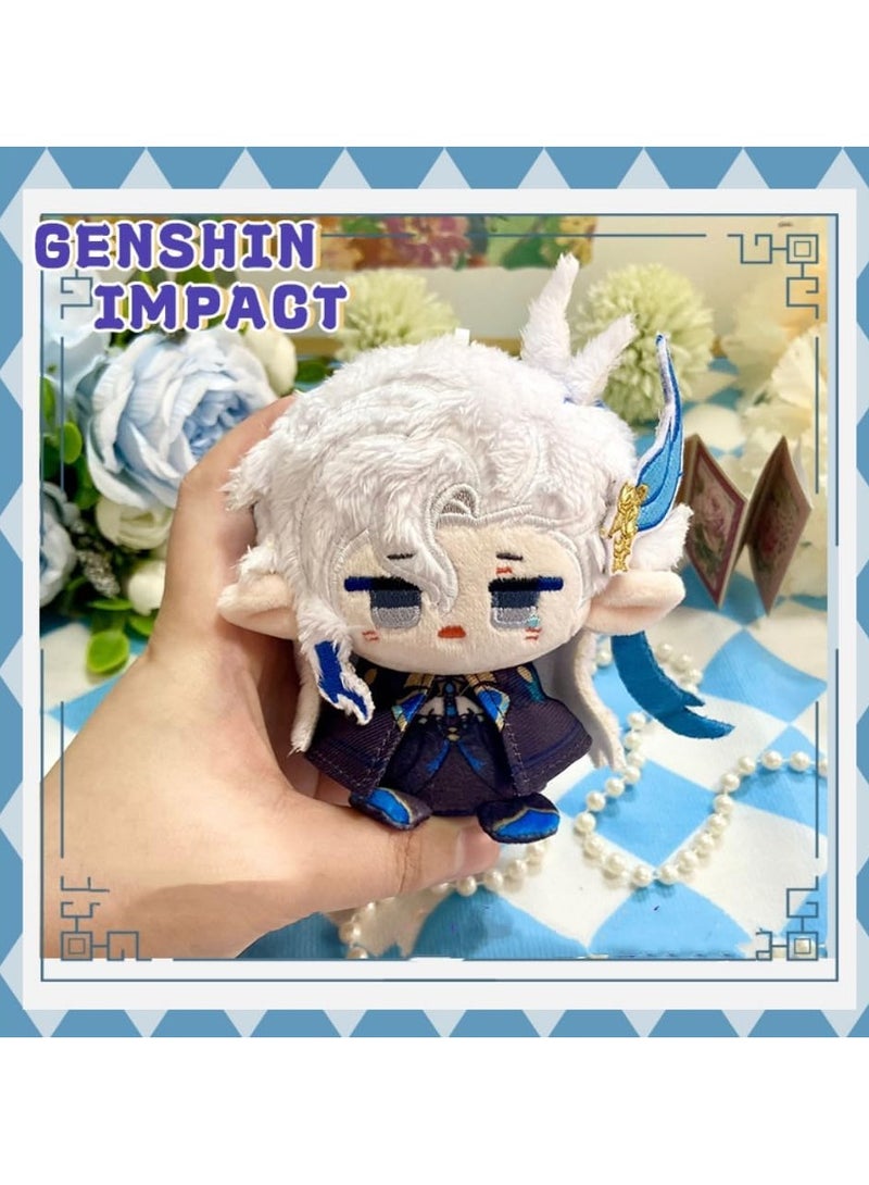 general Small Size Genshin Impact Figurine Plush Doll - Neuvillette Plush Toy (4 inch), Keychain Anime Character Soft Plush Gift for Gaming Fans - Image 3
