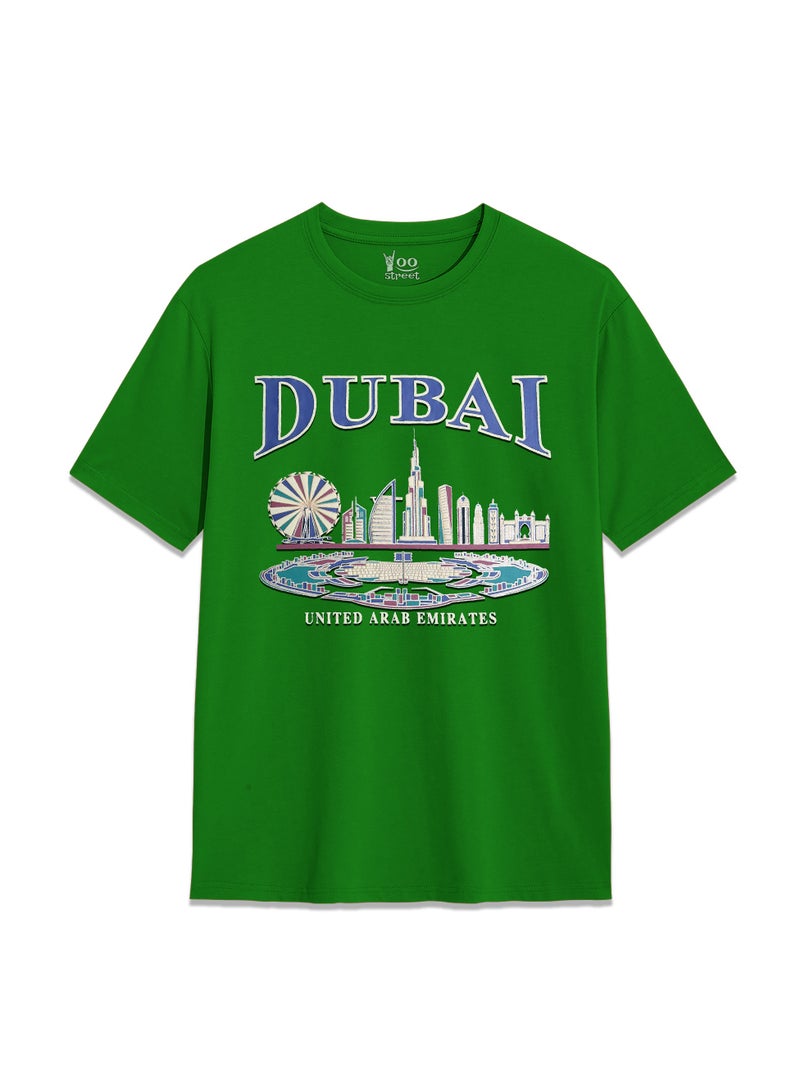 Yoo Street Yoo Street Dubai UAE Scenery T Shirt Featuring Ferris Wheel Skyline and Coastal Landscape for Stylish City Lovers - Image 1