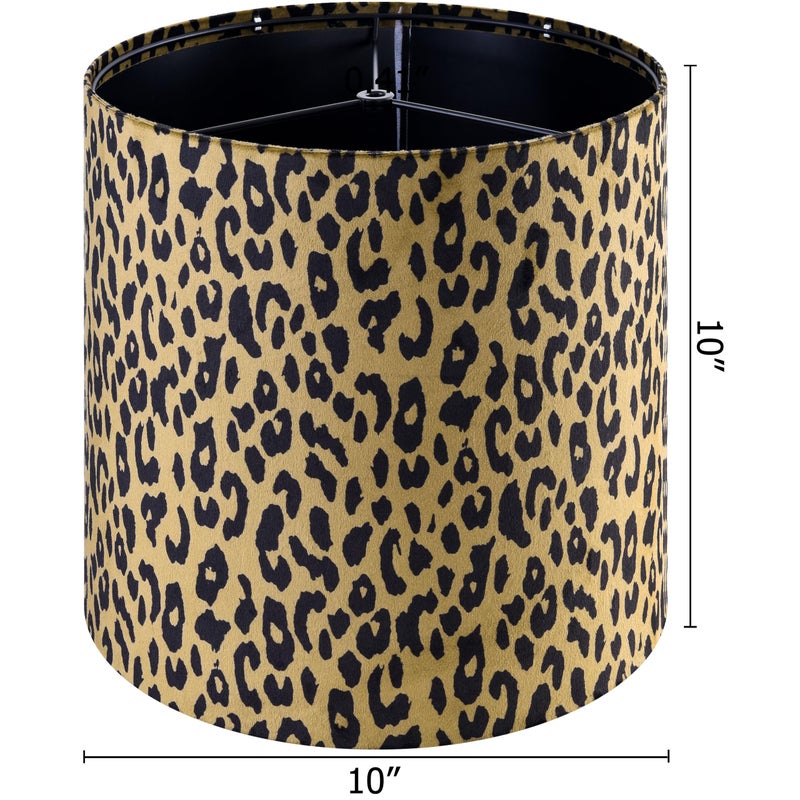 GO&SO GOSO (2PCS) 10 IN Small Tall Leopard Velvet Lamp Shades for Table Lamps Wall Lamp Yellow Pattern Fabric Lampshades, 10" Top x 10" Bottom x 10" High (Spider) Vintage Funky Shade Required Assembly - Image 2