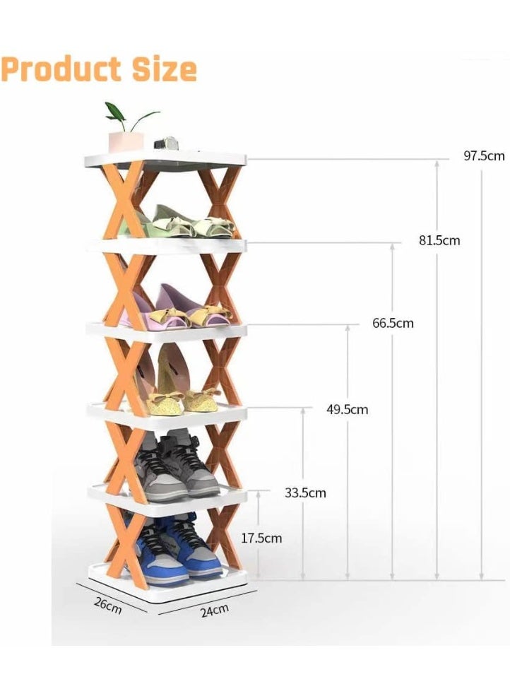 سکیلو منظم أحذية قابل للنقل 4 طبقات بتصميم مستطيل – حامل تخزين للأحذية موفر للمساحة للممر، غرفة النوم، المكتب، المطبخ – رف بلاستيك على الأرض بنمط صناعي - Image 2