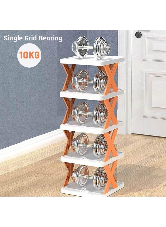 سکیلو منظم أحذية قابل للنقل 4 طبقات بتصميم مستطيل – حامل تخزين للأحذية موفر للمساحة للممر، غرفة النوم، المكتب، المطبخ – رف بلاستيك على الأرض بنمط صناعي - Image 5