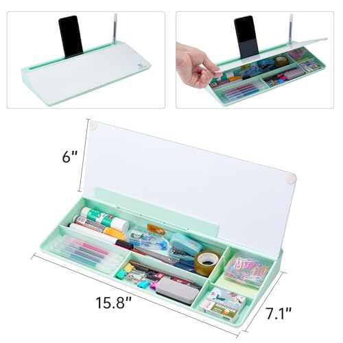 TSJ OFFICE Desktop Whiteboard Dry-Erase-Board - Computer Keyboard Stand White Board Surface Pad with Drawer, Desk Organizers with Accessories for Office, Home, School Supplies - Image 4