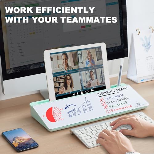 TSJ OFFICE Desktop Whiteboard Dry-Erase-Board - Computer Keyboard Stand White Board Surface Pad with Drawer, Desk Organizers with Accessories for Office, Home, School Supplies - Image 2