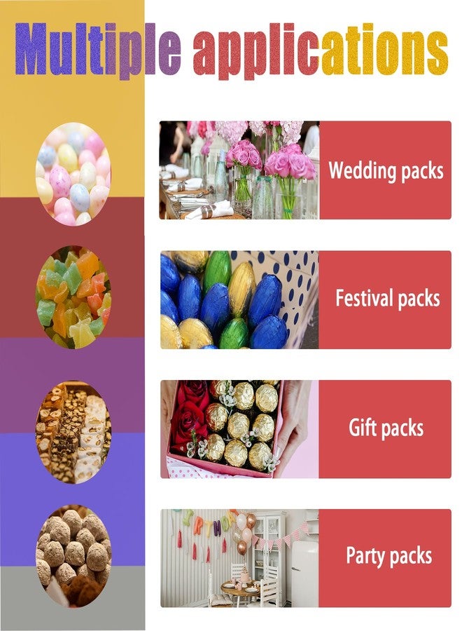 PABCK 500 Pcs 5 Colors Chocolate Wrappers Aluminium Foil Paper Wrapping Papers Square Sweets Lolly Paper Food Candy Tin Foil Wrapper for Candy Packaging Decoration (4x4 inches) - Image 3