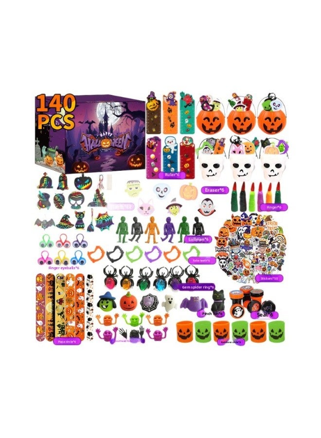 Cross Border Halloween Party Classroom Exchange Gift Spider Pumpkin Tricky Children Halloween Toy Suit-Color:Pumpkin Bucket Toy Set - Image 5