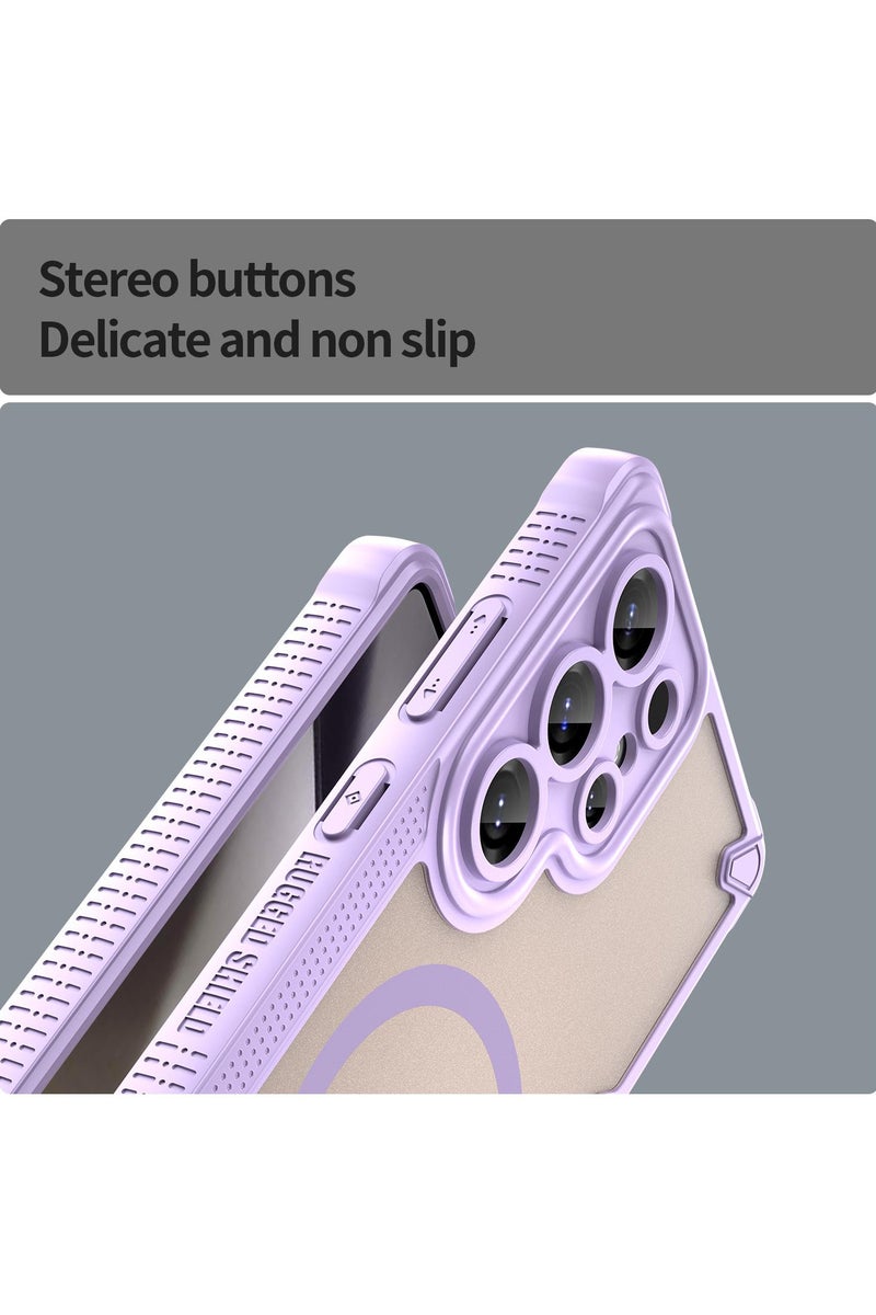 Cover For Samsung Galaxy S25 Ultra Armor Glaze MagSafe Magnetic Phone Case Raised edges around the screen and camera lens help prevent scratches - Purple - Image 5