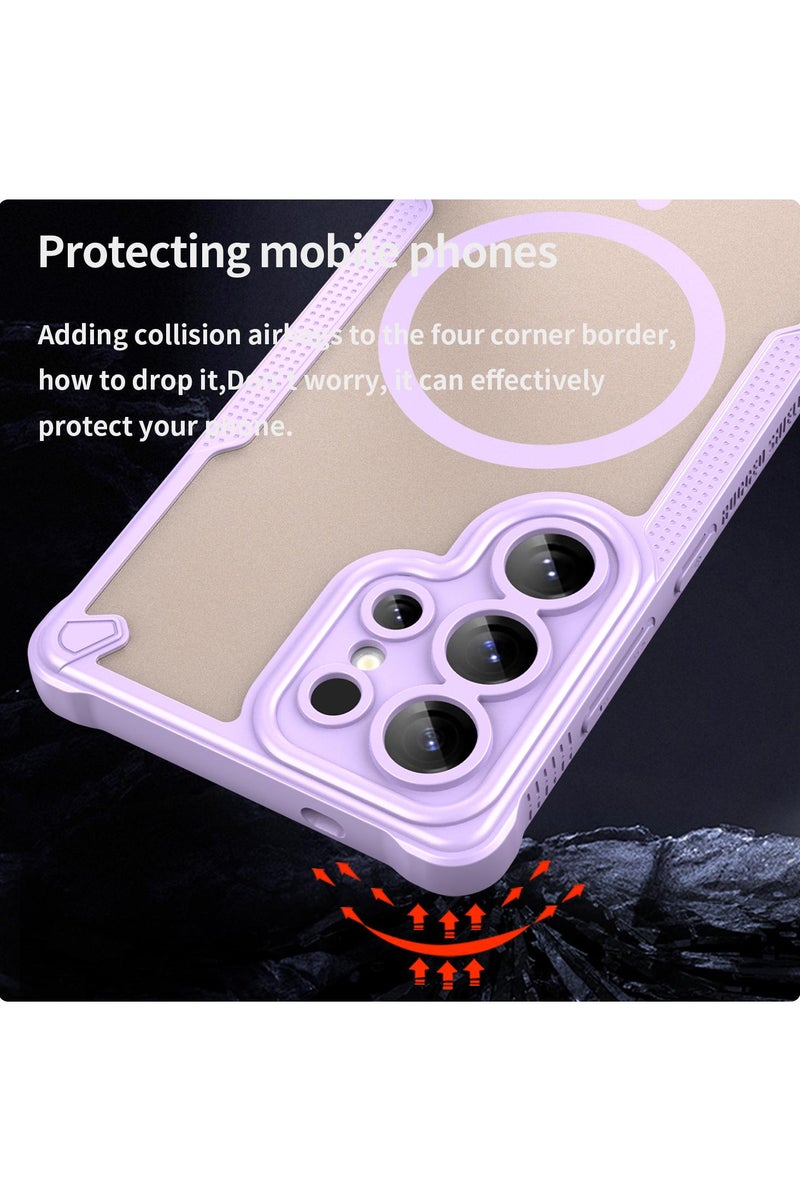 Cover For Samsung Galaxy S25 Ultra Armor Glaze MagSafe Magnetic Phone Case Raised edges around the screen and camera lens help prevent scratches - Purple - Image 3