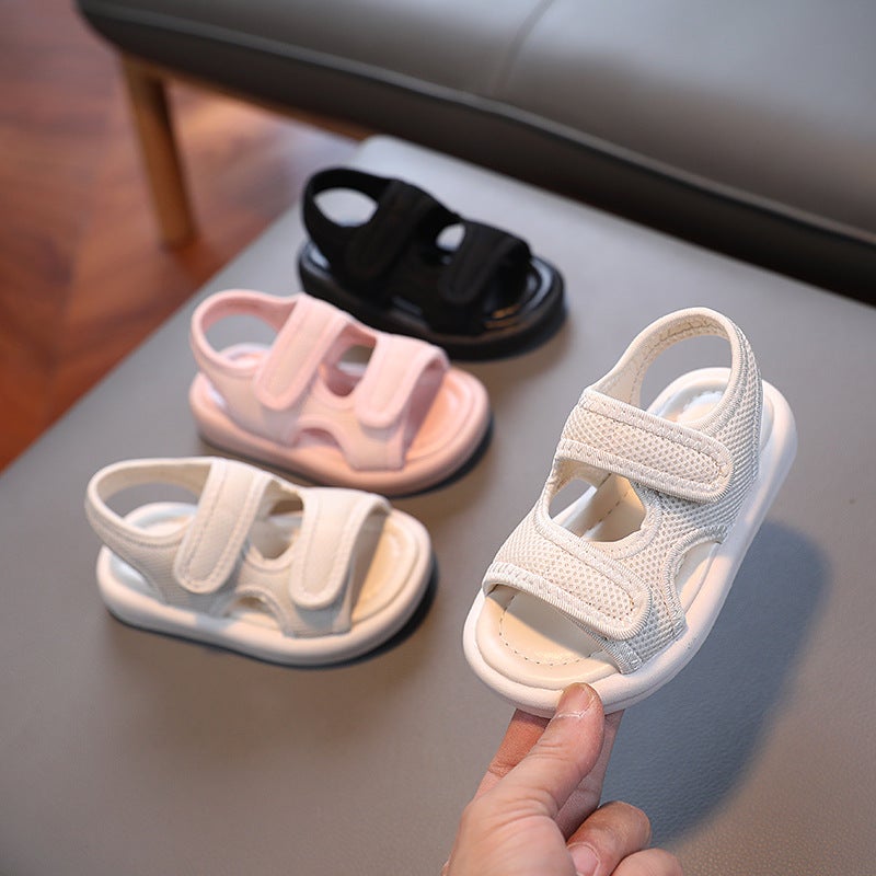 Sandals Children'S Soft-Soled Sandals Cloth-Covered Comfortable Home Sandals And Slippers Korean-Style Solid Color Boys Beach Shoes - Image 2