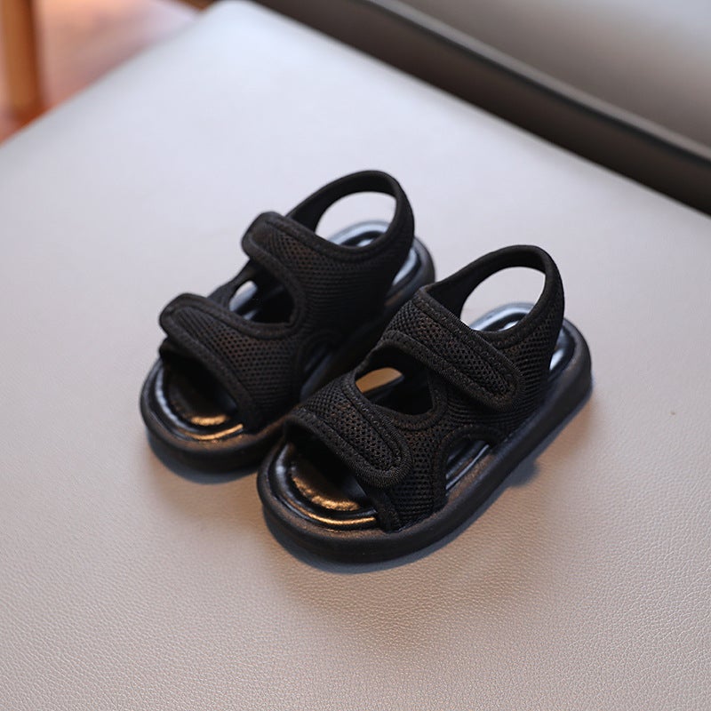 Sandals Children'S Soft-Soled Sandals Cloth-Covered Comfortable Home Sandals And Slippers Korean-Style Solid Color Boys Beach Shoes - Image 3