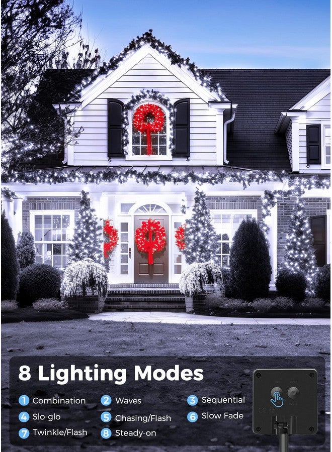 Minetom Solar String Lights Outdoor - 40FT 100 LED String Lights Solar Powered with 8 Lighting Modes, Waterproof Patio Lights, Outdoor Solar Lights for Outside Tree Garden Balcony Gazebo, Pure White - Image 3