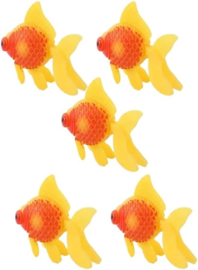 Galepromot 5Pcs Gold,Orange Artificial Aquarium Fishes Fake Fish Plastic Fish Aquarium Moving Fishes Ornament Decoration Orange Goldfish for Aquarium Fish Tank Aquarium Décor Thematic Ornaments,Aquarium Décor - Image 1
