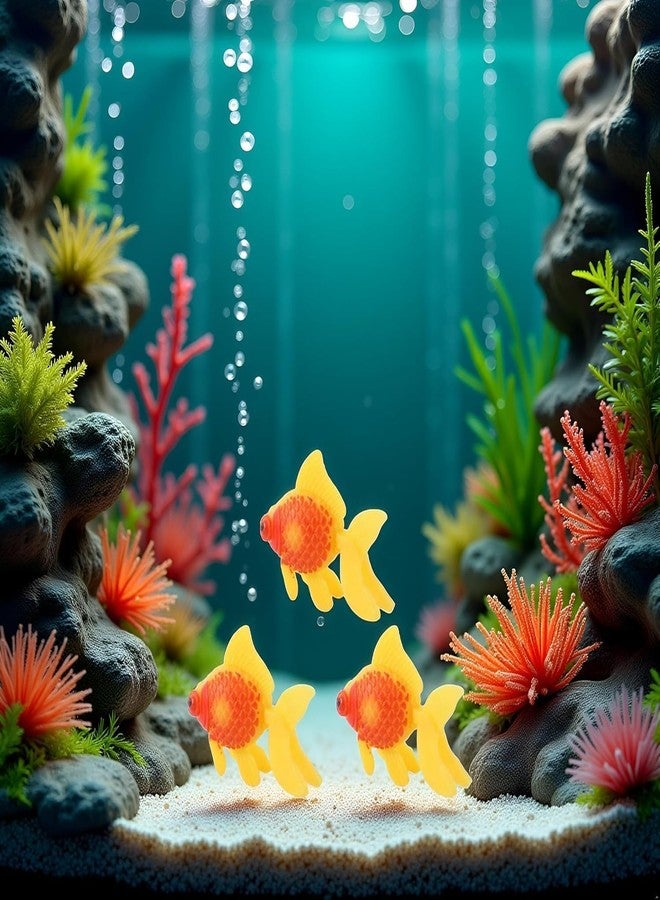 Galepromot 5Pcs Gold,Orange Artificial Aquarium Fishes Fake Fish Plastic Fish Aquarium Moving Fishes Ornament Decoration Orange Goldfish for Aquarium Fish Tank Aquarium Décor Thematic Ornaments,Aquarium Décor - Image 3