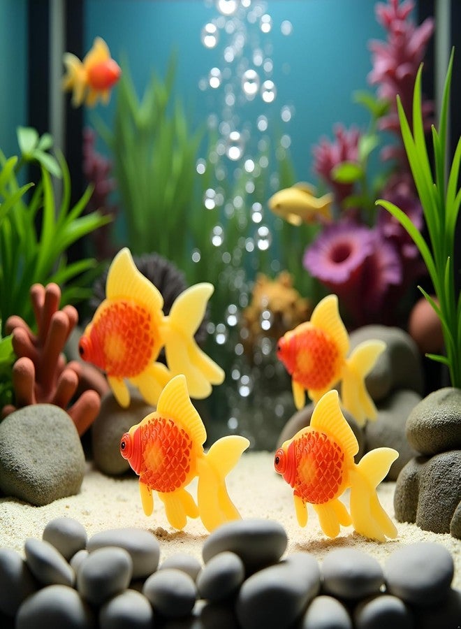 Galepromot 5Pcs Gold,Orange Artificial Aquarium Fishes Fake Fish Plastic Fish Aquarium Moving Fishes Ornament Decoration Orange Goldfish for Aquarium Fish Tank Aquarium Décor Thematic Ornaments,Aquarium Décor - Image 2