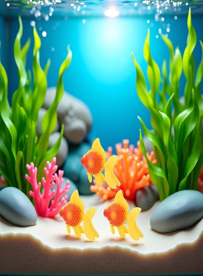Galepromot 5Pcs Gold,Orange Artificial Aquarium Fishes Fake Fish Plastic Fish Aquarium Moving Fishes Ornament Decoration Orange Goldfish for Aquarium Fish Tank Aquarium Décor Thematic Ornaments,Aquarium Décor - Image 5