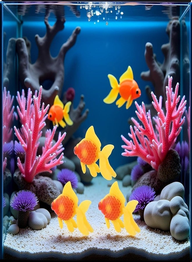 Galepromot 5Pcs Gold,Orange Artificial Aquarium Fishes Fake Fish Plastic Fish Aquarium Moving Fishes Ornament Decoration Orange Goldfish for Aquarium Fish Tank Aquarium Décor Thematic Ornaments,Aquarium Décor - Image 4