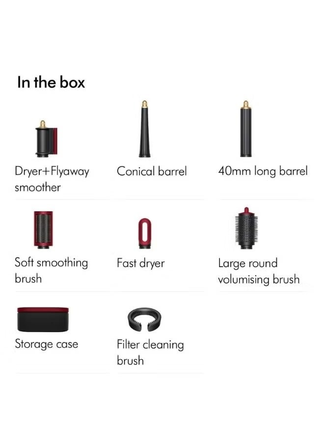 DS Dyson Airwrap i.d.™ Multi-styler And Dryer Straight+Wavy Hair, Advanced Smart Hair Dryer, 1300W Styler, Bluetooth, 3 Heat Settings, Red Velvet/ Gol- HS08 - Image 2