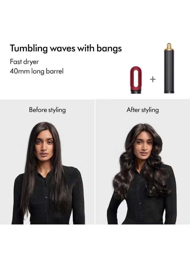 DS Dyson Airwrap i.d.™ Multi-styler And Dryer Straight+Wavy Hair, Advanced Smart Hair Dryer, 1300W Styler, Bluetooth, 3 Heat Settings, Red Velvet/ Gol- HS08 - Image 5