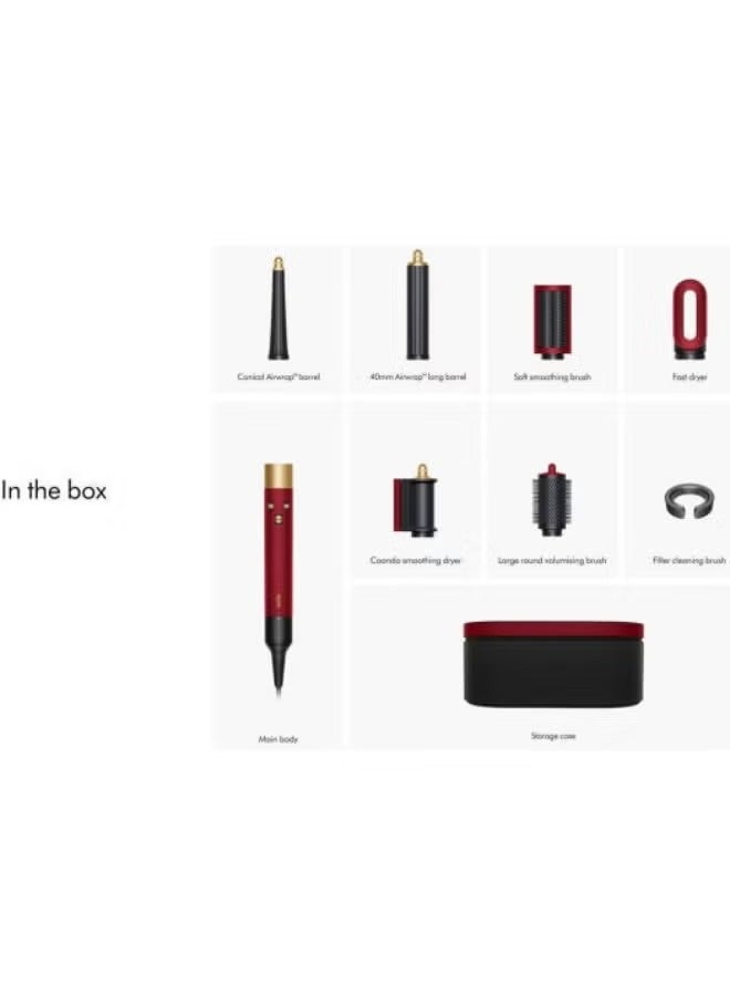 DS Dyson Airwrap i.d.™ Multi-styler And Dryer Straight+Wavy Hair, Advanced Smart Hair Dryer, 1300W Styler, Bluetooth, 3 Heat Settings, Red Velvet/ Gol- HS08 - Image 3