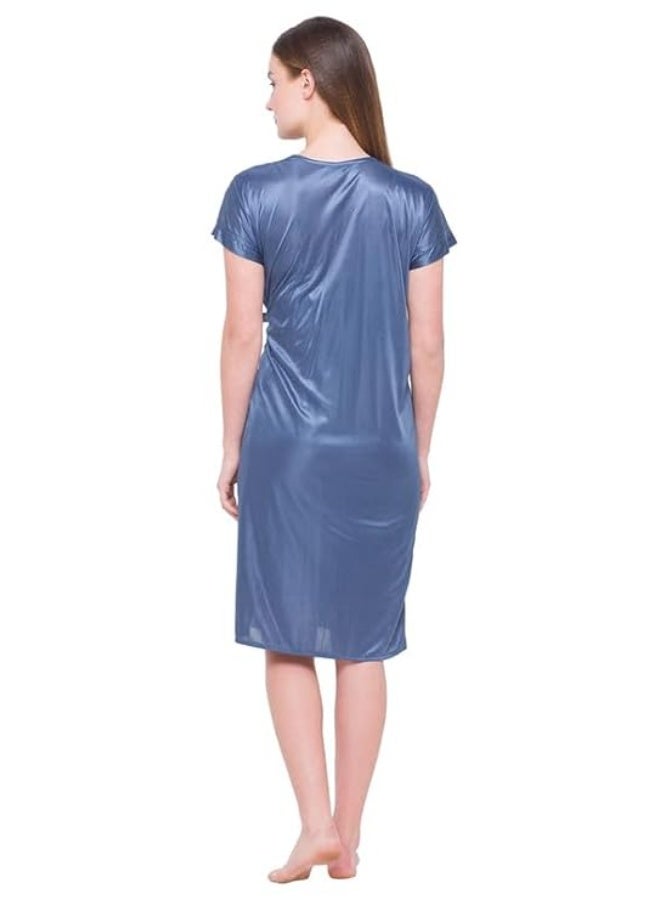 AV2 Store AV2 Women Satin Short Nighty with Lace & Robe 1306 - Image 2