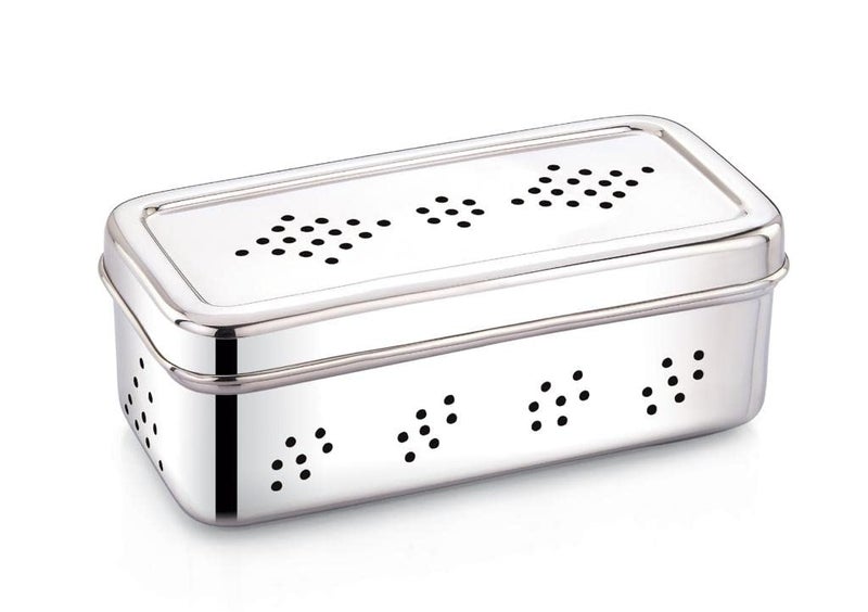 Expresso Stainless Steel Rectangle Shape Fridge Box for Kothmir/Dhaniya/Coriander Multipurpose Dabba Storage Box/Kitchen Container - Image 1