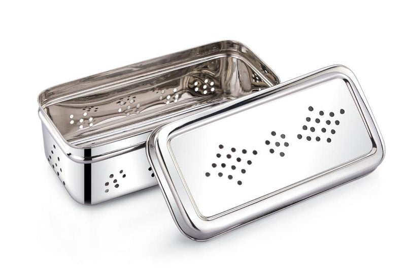 Expresso Stainless Steel Rectangle Shape Fridge Box for Kothmir/Dhaniya/Coriander Multipurpose Dabba Storage Box/Kitchen Container - Image 3