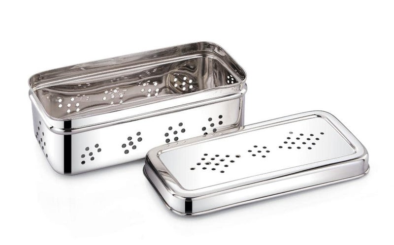 Expresso Stainless Steel Rectangle Shape Fridge Box for Kothmir/Dhaniya/Coriander Multipurpose Dabba Storage Box/Kitchen Container - Image 2