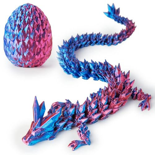 AUMEILLER 3D Printed DragonEaster EggsEaster Basket Stuffers for TeensDragon Eggs with Dragon InsideDragon in Egg Fidget ToyEaster GiftsLaser Purple - Image 1