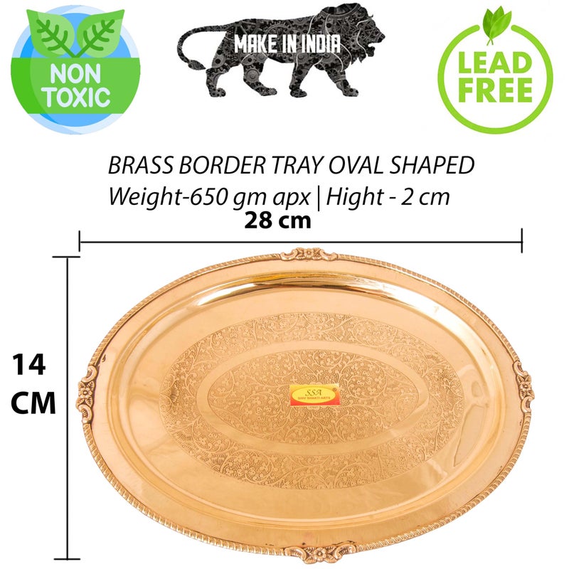 SHIV SHAKTI ARTS Shiv Shakti Arts Brass Tray Glass Set for Serving Water, Juices, Drinks at Home, Hotel Mughlai Finish Set (1 Tray+6 Glasses)  - Image 3