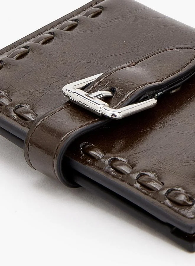 Celeste BROWN Stitch Detail Bi-Fold Wallet With Buckle Accent for Women | Best Price UAE