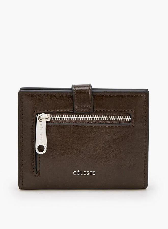 Celeste BROWN Stitch Detail Bi-Fold Wallet With Buckle Accent for Women | Best Price UAE