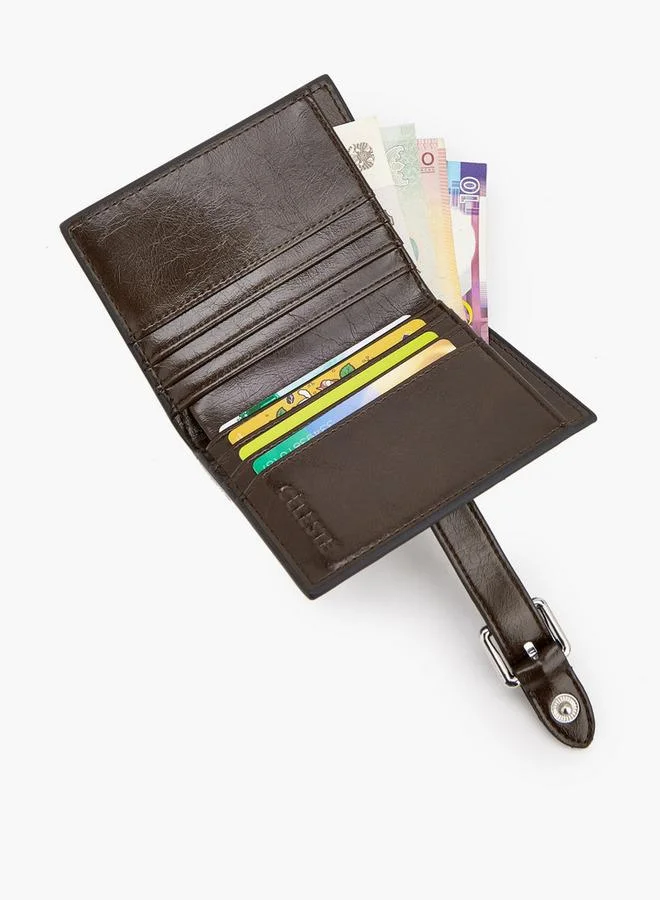 Celeste BROWN Stitch Detail Bi-Fold Wallet With Buckle Accent for Women | Best Price UAE