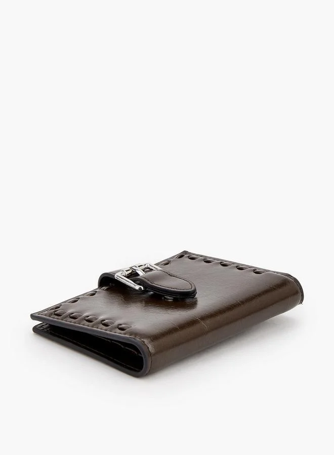 Celeste BROWN Stitch Detail Bi-Fold Wallet With Buckle Accent for Women | Best Price UAE