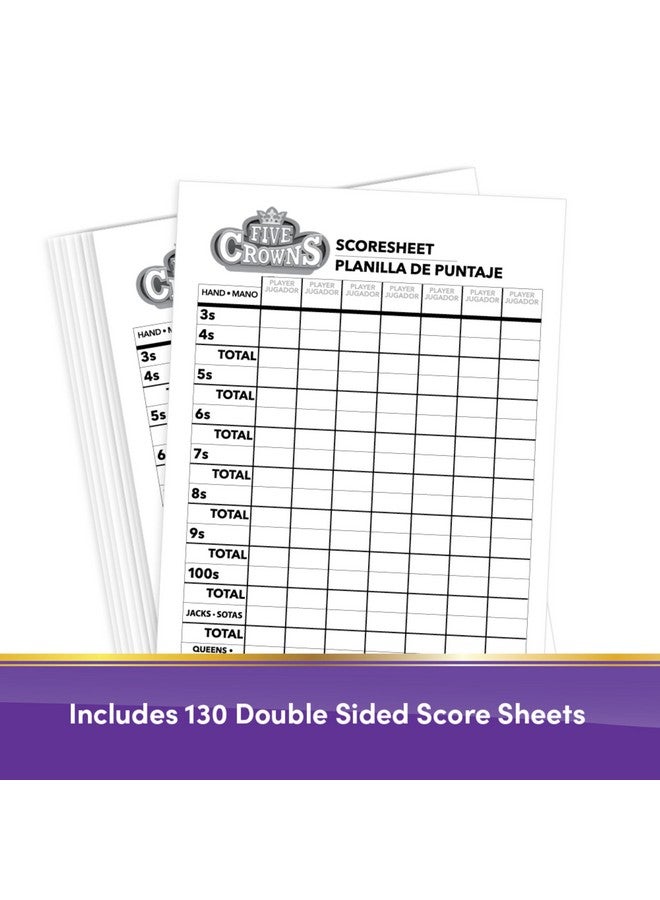 PlayMonster Five Crowns Scorepad - 130 Page Replacement Score Sheet, Card Game Score Card, Tracks 7 Players at Once, Gift for Kids, Birthday Gifts - Image 2