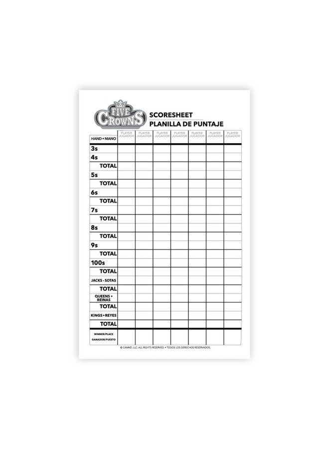 PlayMonster Five Crowns Scorepad - 130 Page Replacement Score Sheet, Card Game Score Card, Tracks 7 Players at Once, Gift for Kids, Birthday Gifts - Image 1