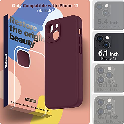 SURPHY Compatible with iPhone 13 Case with Screen Protector, (Camera Protection & Soft Microfiber Lining) Liquid Silicone Phone Case 6.1 inch 2021, Plum - Image 2