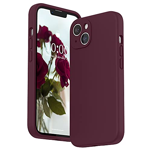 SURPHY Compatible with iPhone 13 Case with Screen Protector, (Camera Protection & Soft Microfiber Lining) Liquid Silicone Phone Case 6.1 inch 2021, Plum - Image 1
