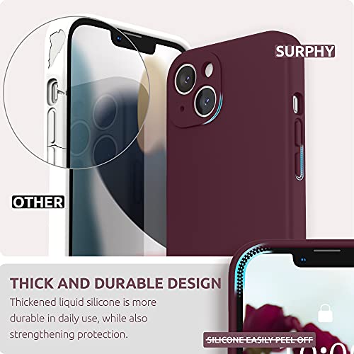 SURPHY Compatible with iPhone 13 Case with Screen Protector, (Camera Protection & Soft Microfiber Lining) Liquid Silicone Phone Case 6.1 inch 2021, Plum - Image 3